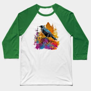 Raven in a colorful forest Baseball T-Shirt